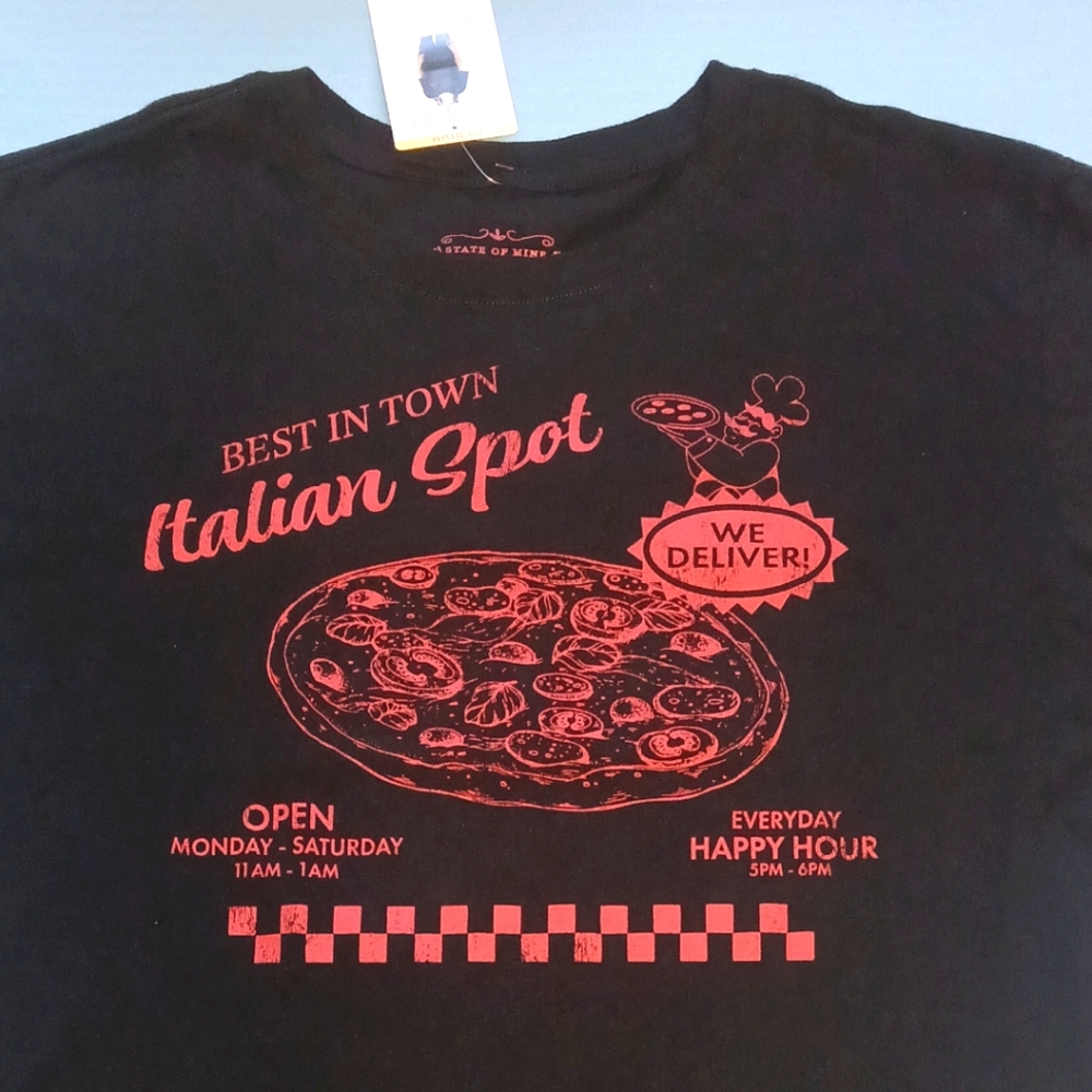 🍕 M-XXL Softest! Classic Pizza Joint 100% Cotton Graphic Tee, State Of Mine